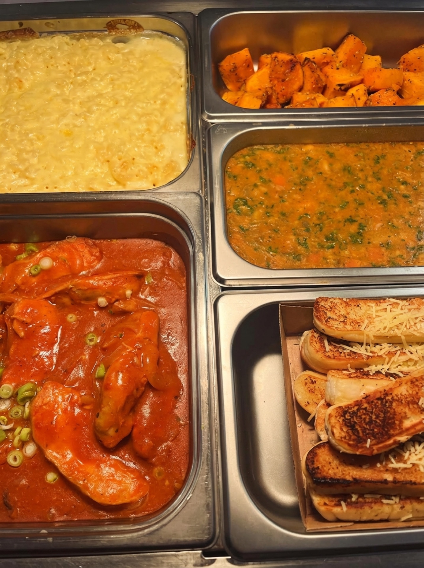 Hot trays of Mac and Cheese